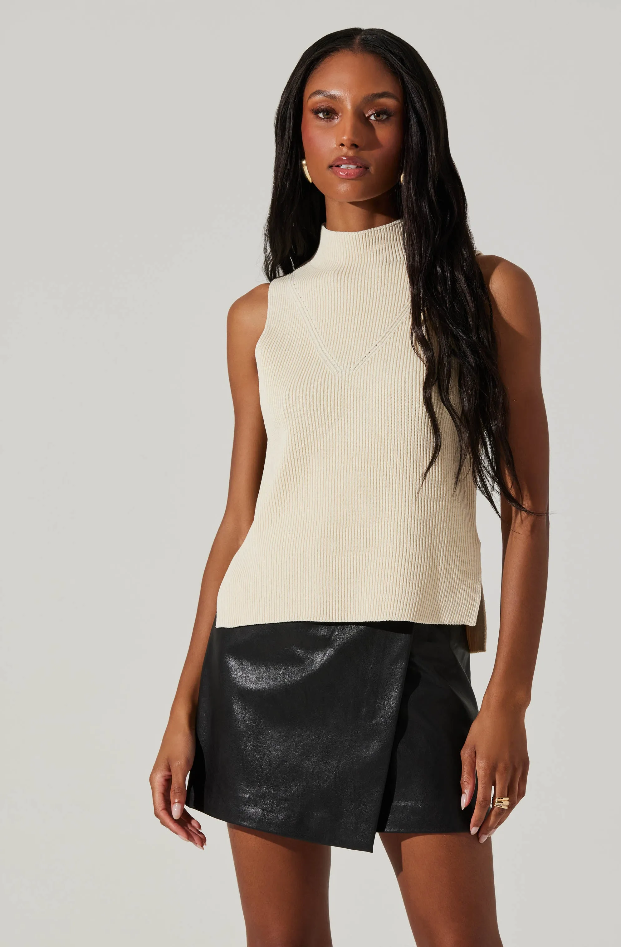 Zea Mock Neck Sleeveless Sweater