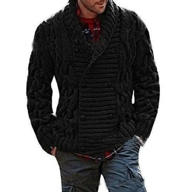 ZOGAA Men Sweaters Coat Winter Thicken Twist Sweaters Jacket Casual Warm Knitting Double-breasted Jumper Mens Cardigan Sweater