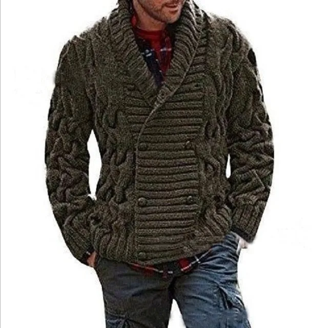 ZOGAA Men Sweaters Coat Winter Thicken Twist Sweaters Jacket Casual Warm Knitting Double-breasted Jumper Mens Cardigan Sweater