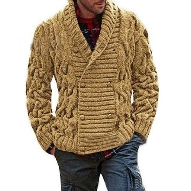 ZOGAA Men Sweaters Coat Winter Thicken Twist Sweaters Jacket Casual Warm Knitting Double-breasted Jumper Mens Cardigan Sweater